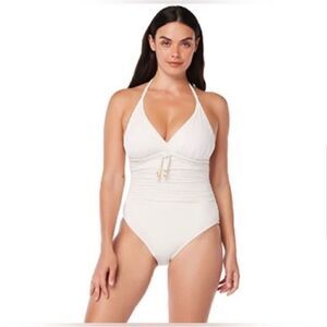 Bleu Rod Beattie NWT Halterneck One-Piece Swimsuit in Coconut Water Sz 4